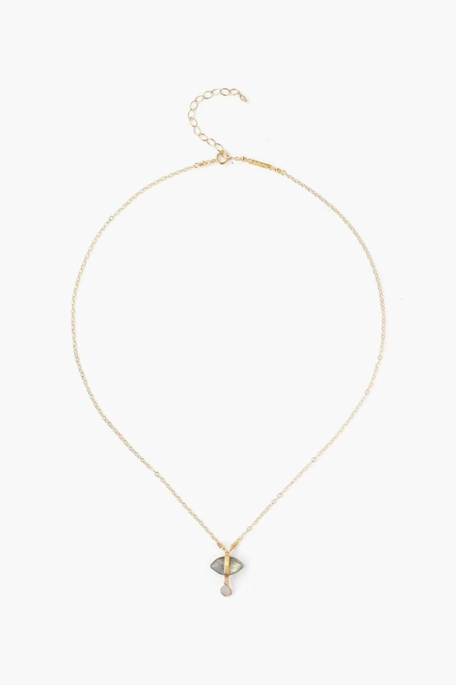 "Chan Luu Women's Labradorite Evil Eye Protection Necklace with Sliced Diamond Charm"