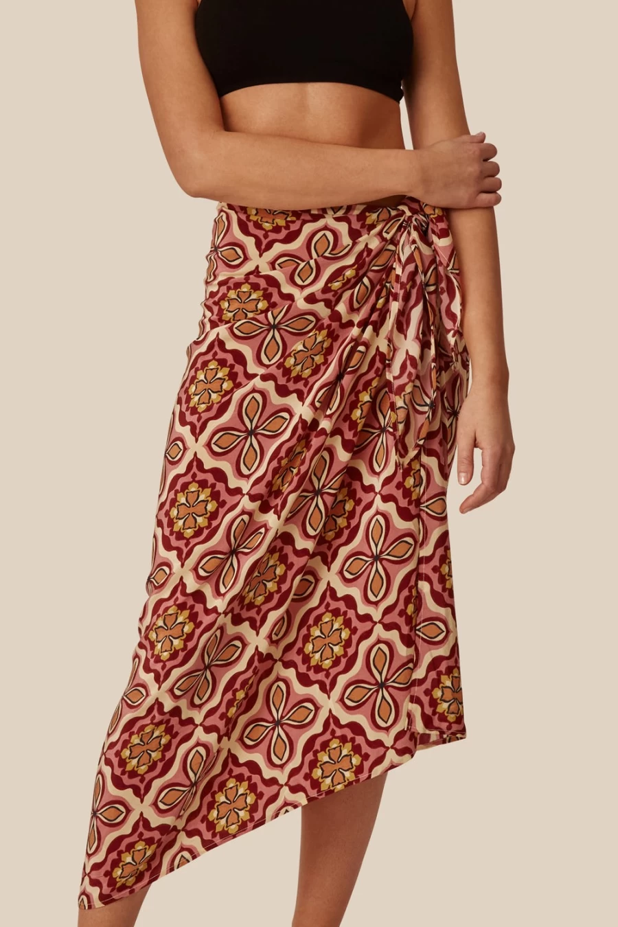 "Chan Luu Women's Pomegranate Crux Sarong Wrap Skirt"