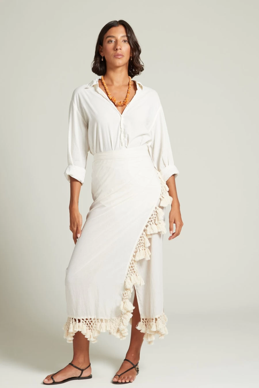 Chan Luu Women's Crochet Wrap Skirt in Natural - Boho Chic Capri Style