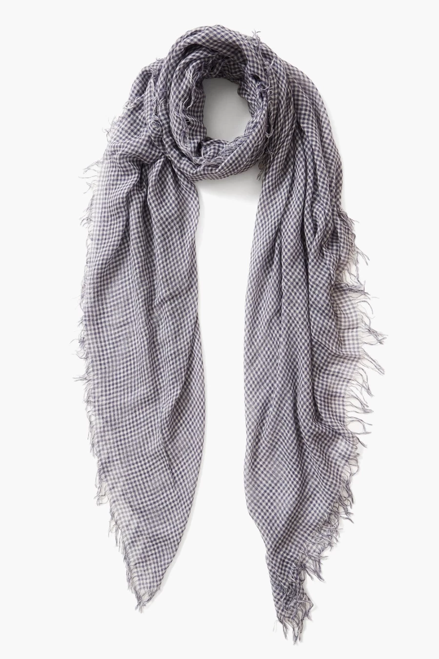 Chan Luu Women's Blue Gingham Scarf - Luxurious Cashmere & Silk Blend for Elegant Style