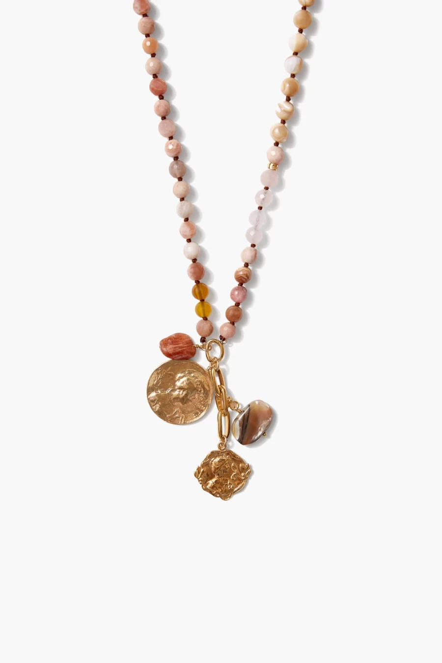 Chan Luu Women's Sunstone Portrait Charm Necklace - Handcrafted Bohemian Jewelry