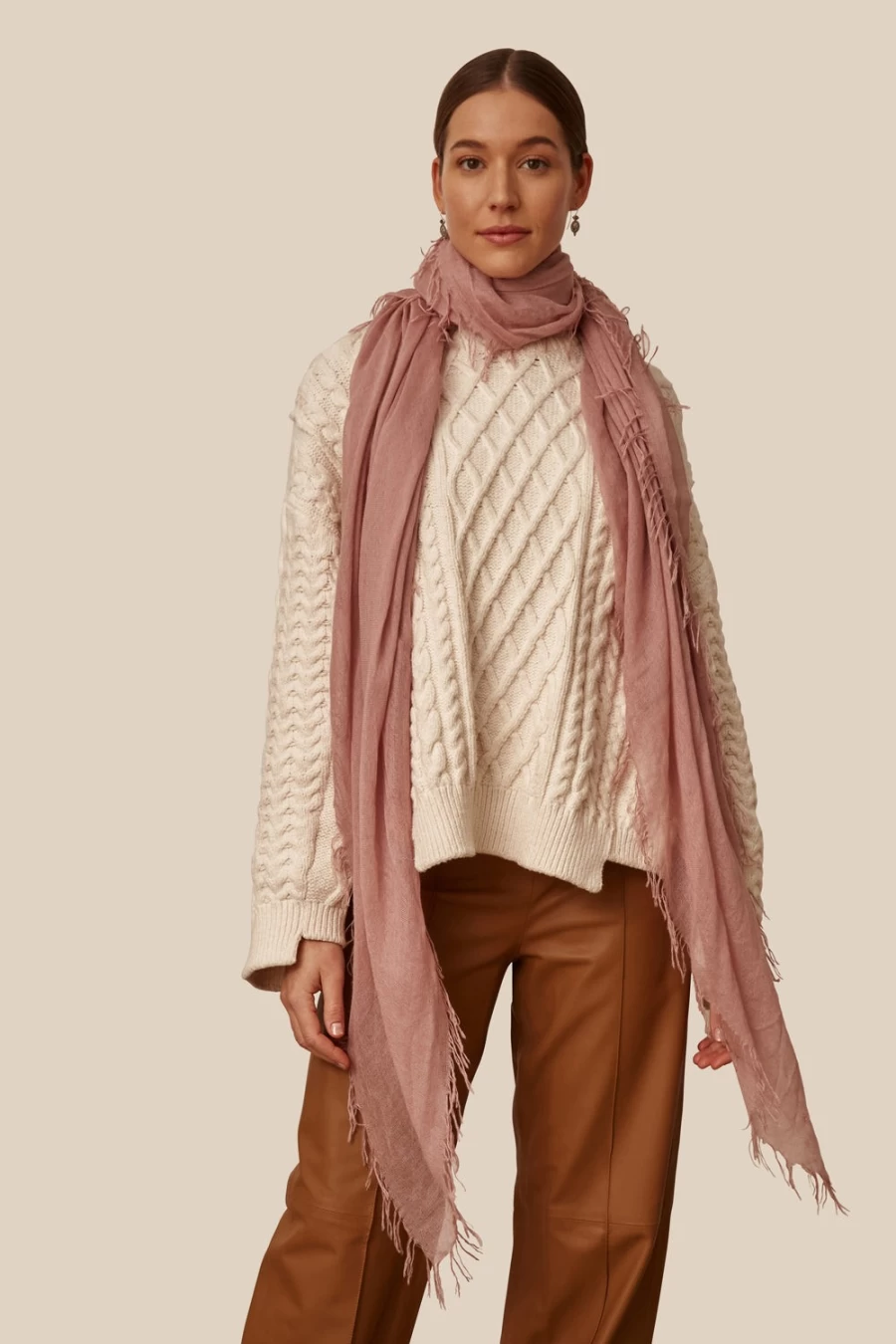 Chan Luu Women's Luxurious Cashmere Silk Scarf - Woodrose Design