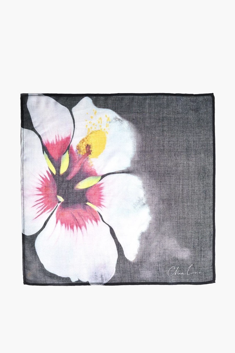 Chan Luu Women's Artist Series II Black Hibiscus Viscose Bandana Scarf
