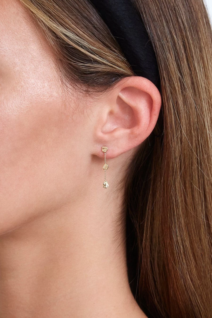 "Chan Luu 14K Gold Tiered Coin and Diamond Earrings for Women – Elegant Layered Hoop Earrings"