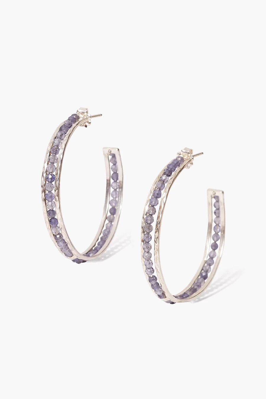Chan Luu Women's Sedona Hoop Earrings with Genuine Iolite Gemstones