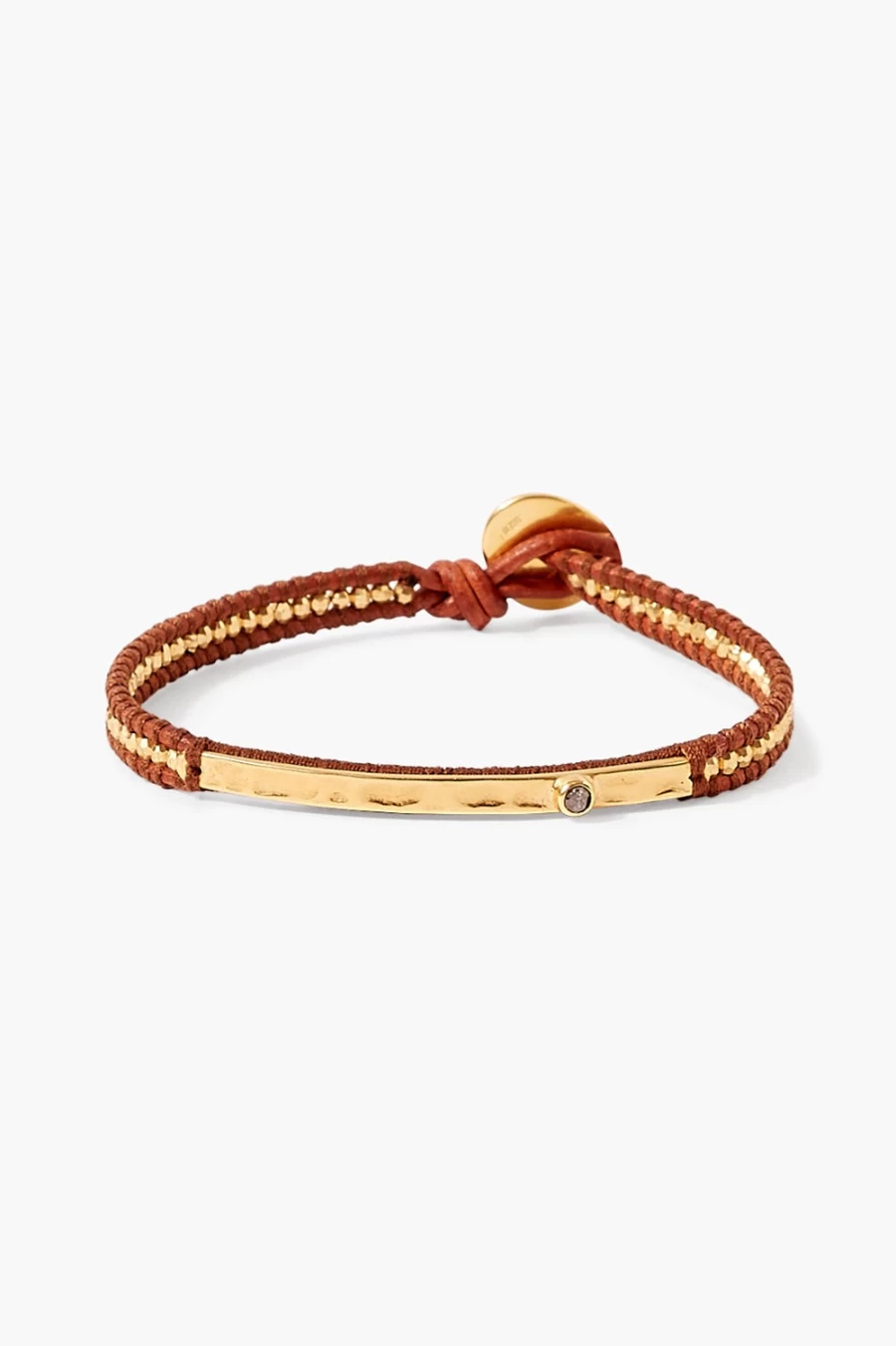 Chan Luu Women's Brown Diamond Bar Single Wrap Leather Bracelet