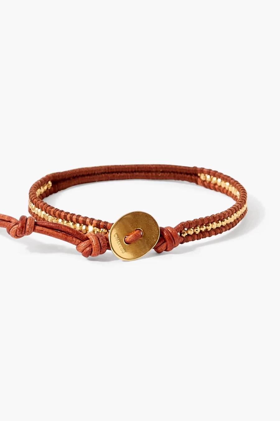 Chan Luu Women's Brown Diamond Bar Single Wrap Leather Bracelet