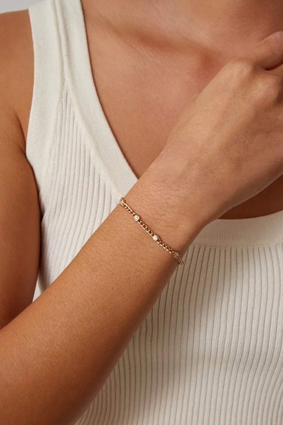 Chan Luu Women's 14K Gold Round Diamond Tennis Bracelet