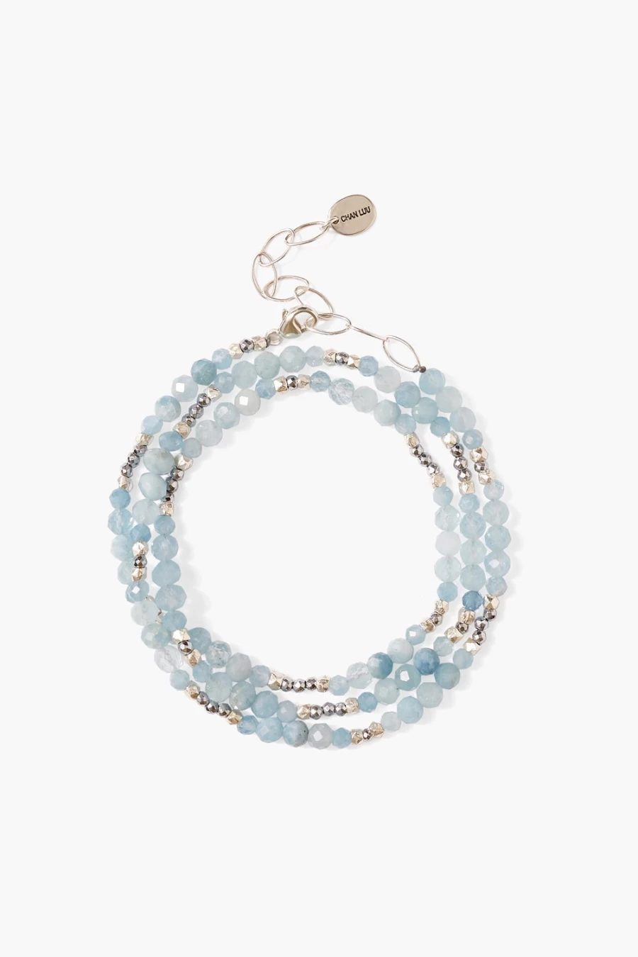 Chan Luu Women's Granada Naked Wrap Bracelet in Aquamarine and Silver