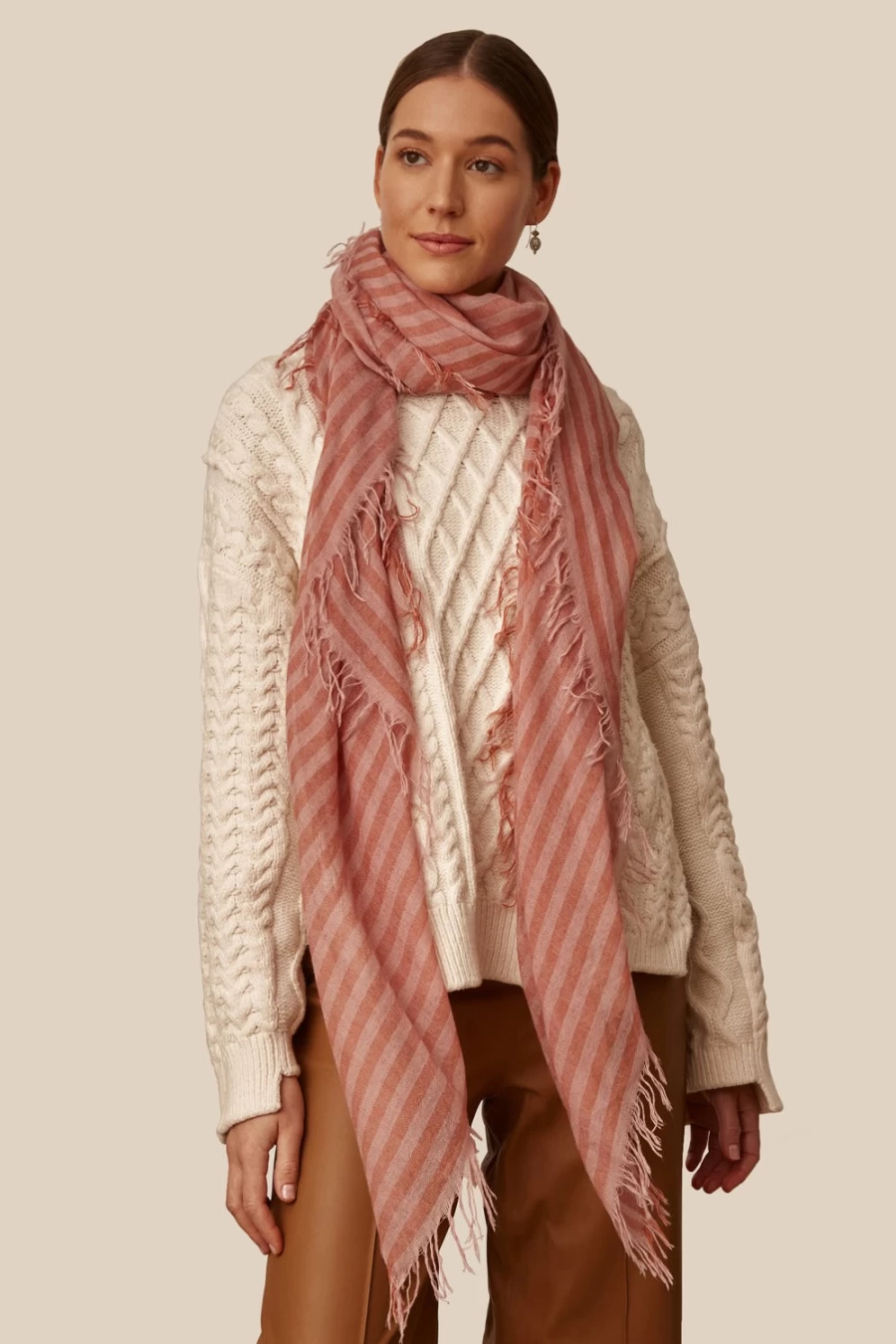 Chan Luu Women's Woodrose Linea Cashmere Silk Scarf - Luxurious Blend Wrap