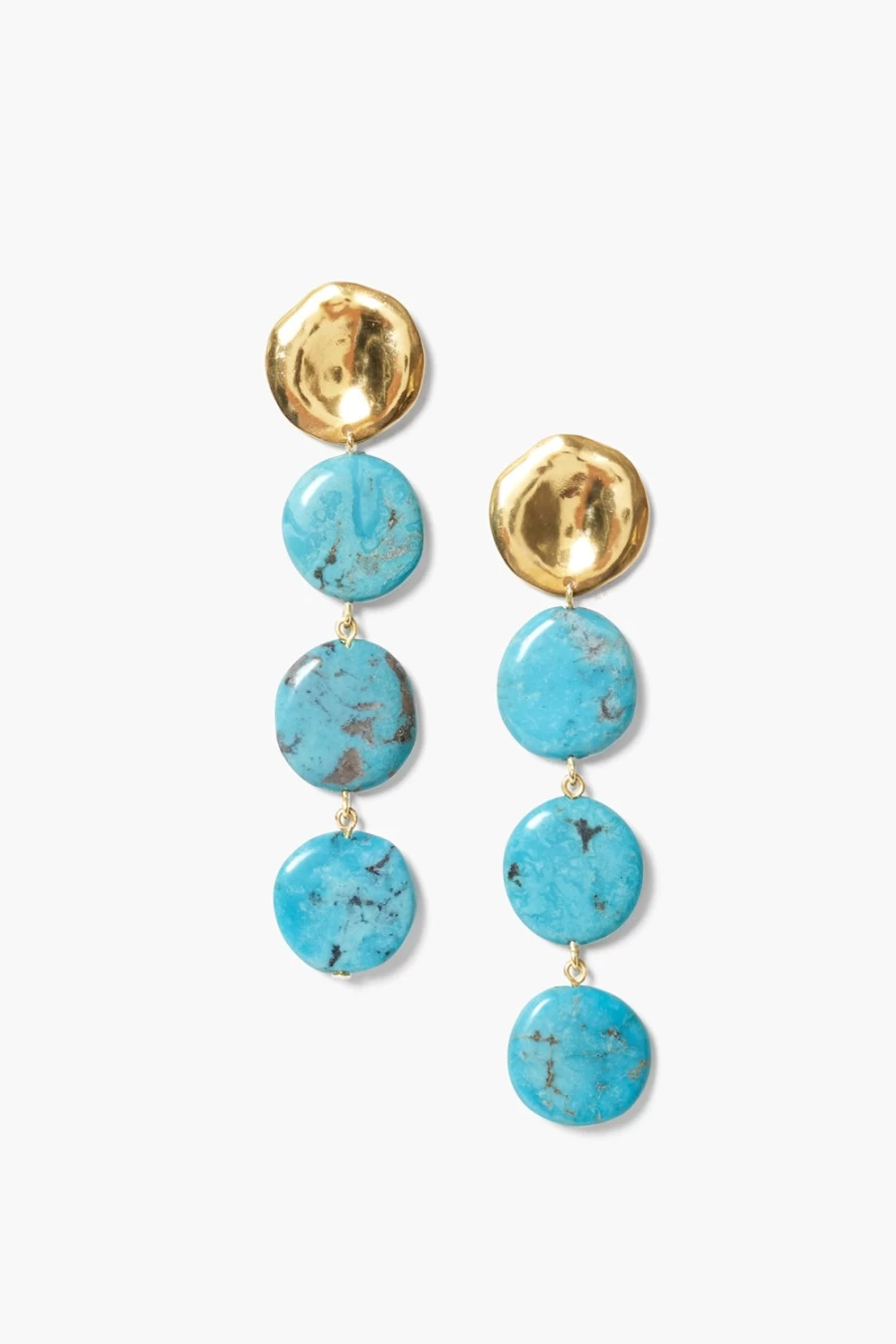 Chan Luu Women's Four-Tiered Turquoise Coin Earrings – Boho Chic Dangle Jewelry