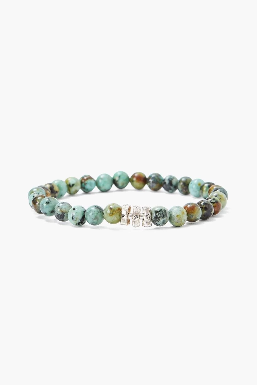 Chan Luu Women's African Turquoise Etched Silver Stretch Bracelet