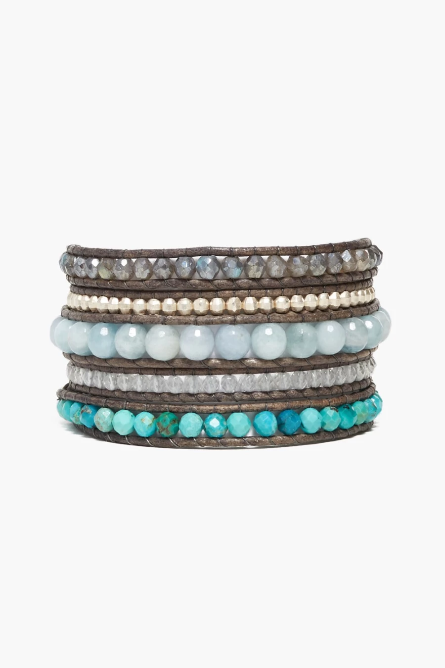 Chan Luu Women's Aquamarine Horizon Wrap Bracelet - Mixed Stone Beaded Design