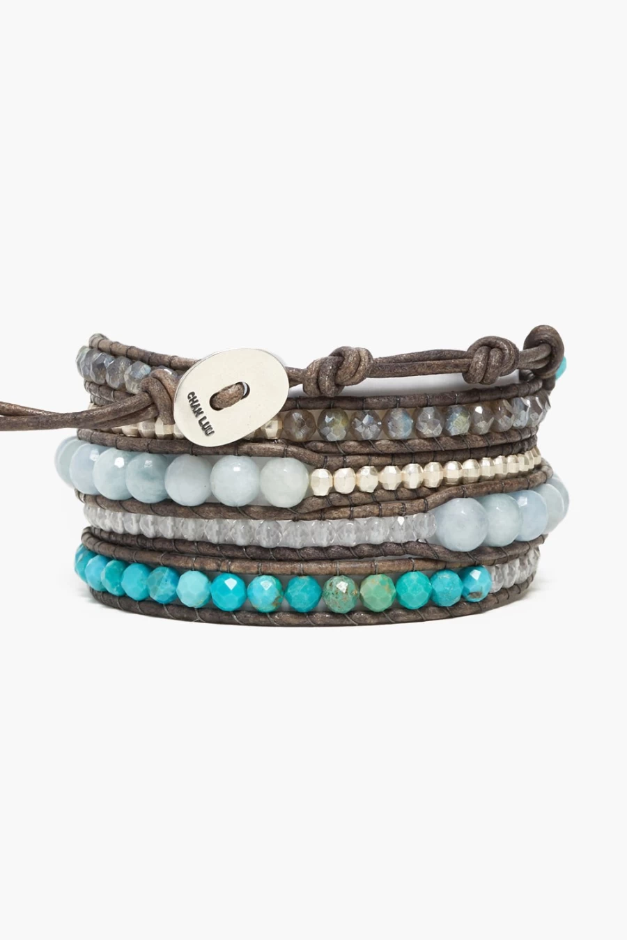 Chan Luu Women's Aquamarine Horizon Wrap Bracelet - Mixed Stone Beaded Design