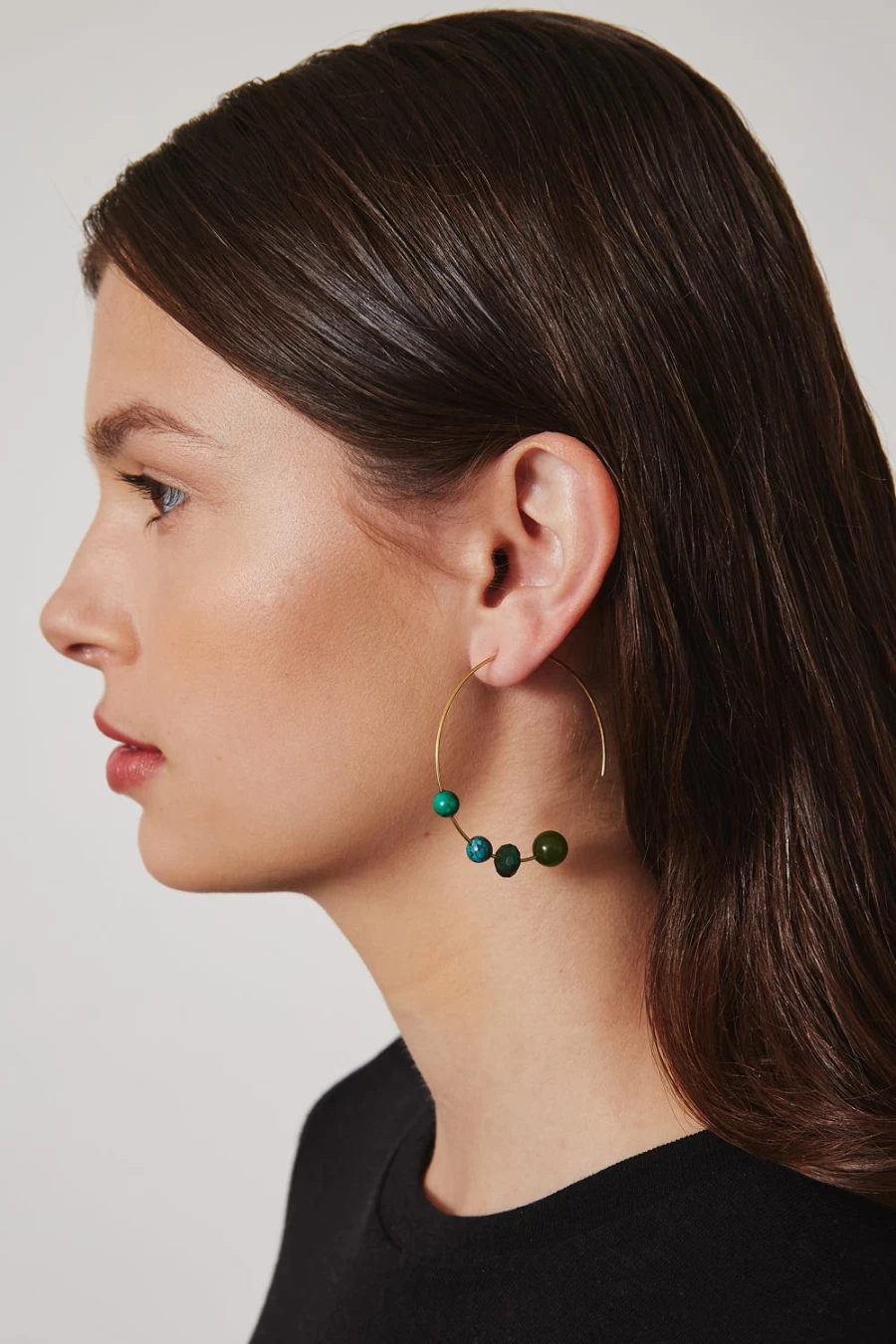 Chan Luu Turquoise Mixed Stone Gaia Hoops for Women - Handcrafted Bohemian Earrings